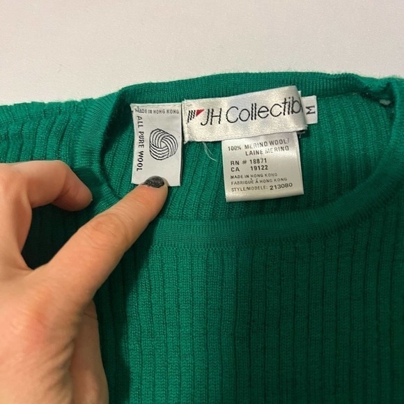 VINTAGE JH Collection Green Pure Wool Sweater M - Picture 3 of 6